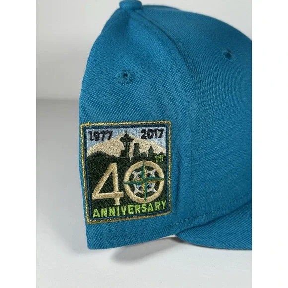 Seattle Mariners‎ New Era 59FIFTY Fitted Hat 7 3/8 Teal 40th Anniversary Patch